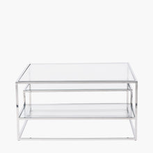 Charger l'image dans la galerie, Clear glass &amp; silver metal coffee table
