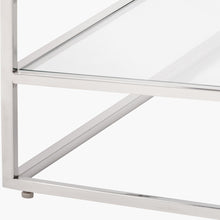 Charger l'image dans la galerie, Clear glass &amp; silver metal coffee table
