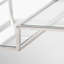Charger l'image dans la galerie, Clear glass &amp; silver metal coffee table
