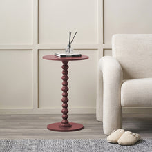 Lade das Bild in den Galerie-Viewer, Side table with a bobble stem leg design in a rich color, perfect for smaller spaces beside sofas.
