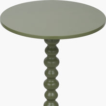 Lade das Bild in den Galerie-Viewer, Side table with a bobble stem leg design in olive green, perfect for small spaces and stylish decor.
