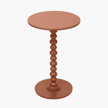 Lade das Bild in den Galerie-Viewer, Side table with bobble stem leg design in a warm brown color, perfect for small spaces and modern decor.
