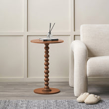 Lade das Bild in den Galerie-Viewer, A modern side table with a bobble stem leg design, ideal for smaller spaces, in a warm brown finish.
