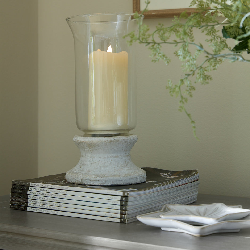 Stone based hurricane lantern