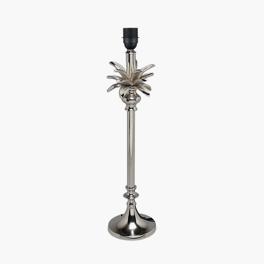 Palm tree table lamp base in nickel metal