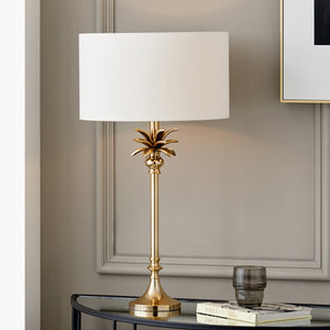 Palm tree table lamp base in gold metal