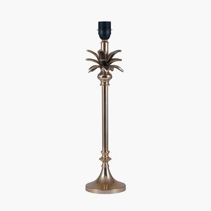 Palm tree table lamp base in gold metal