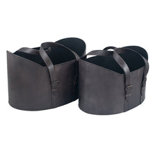 Load image into Gallery viewer, Vintage style set of two Leather Handled Storage in two colours
