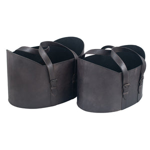 Vintage style set of two Leather Handled Storage in two colours