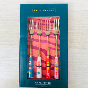 Emily Brooks 'Yum' set of four cake forks