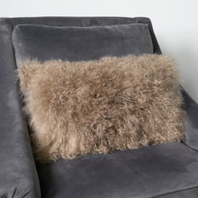 Indlæs billede til gallerivisning Curly Sheepskin oblong cushion in a range of colours
