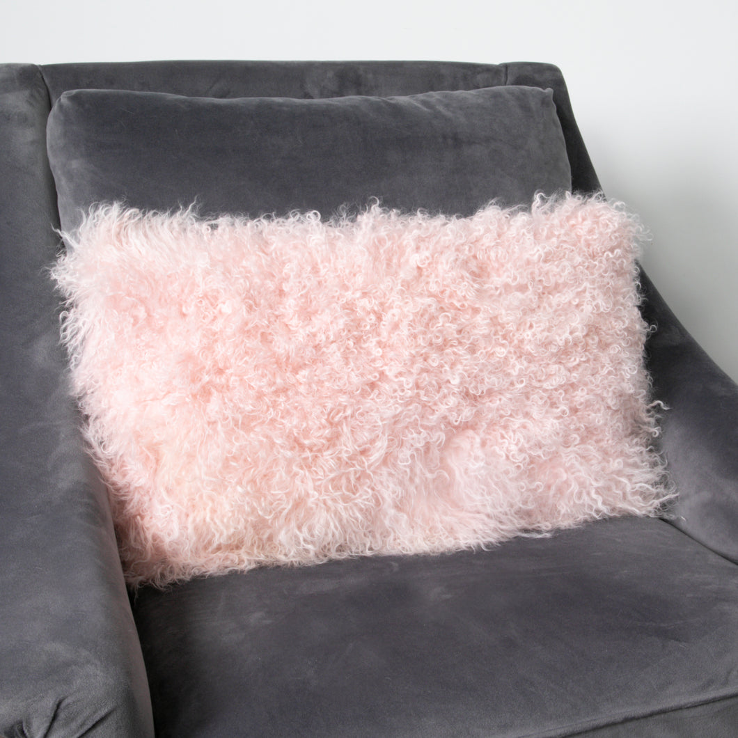 Curly Sheepskin oblong cushion in a range of colours