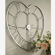 Load image into Gallery viewer, Silver Heart Skeleton Wall Clock
