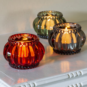 Glass scalloped candleholder in three colours