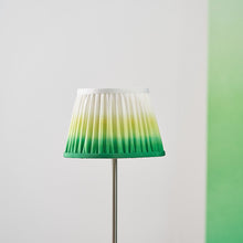 Charger l'image dans la galerie, Lampshade 40cm in ombre green, hand pleated with vibrant graduating colors for a stylish lamp base.
