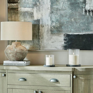 Amalfi stone & glass hurricane lanterns in three colours & two sizes