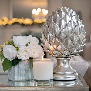 Large silver pinecone finial