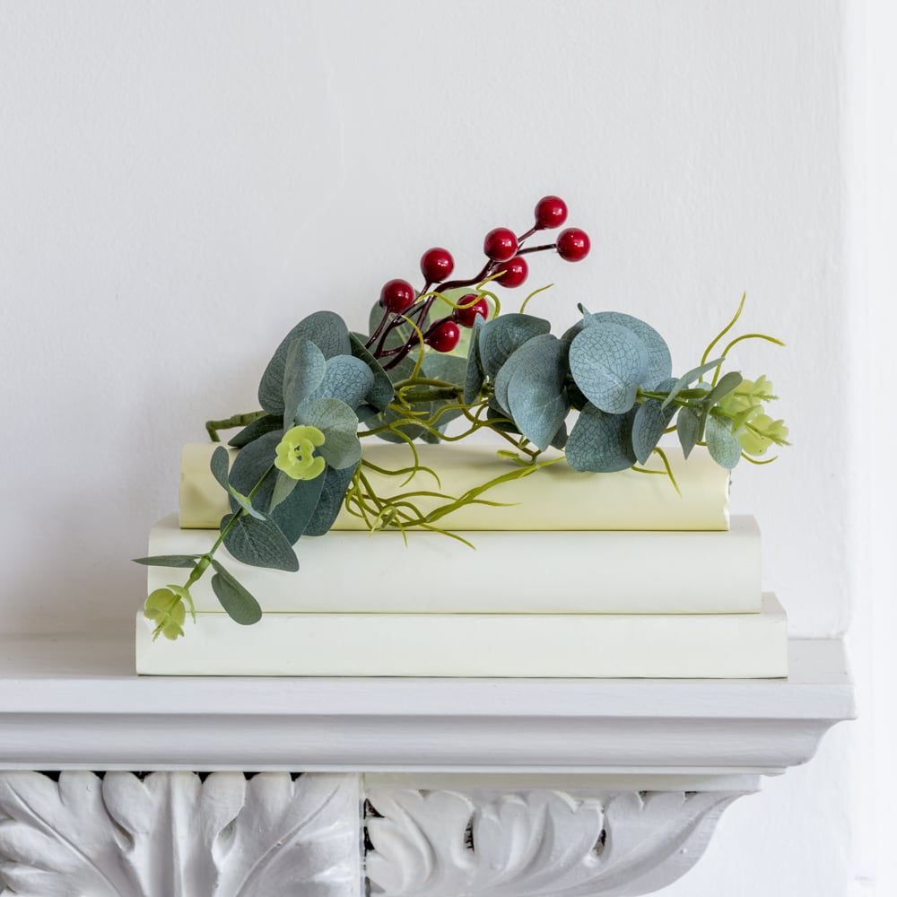 Red Berry & Eucalyptus faux sprig
