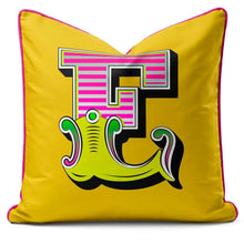 Charger l'image dans la galerie, Letter cushion in a vibrant yellow carnival font - A to Z
