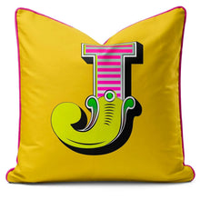 Charger l'image dans la galerie, Letter cushion in a vibrant yellow carnival font - A to Z
