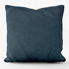 Afbeelding in Gallery-weergave laden, Velvet velour cushion in midnight blue with coordinating piping, handmade in the UK.
