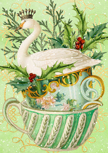 Teacup swan - Christmas card