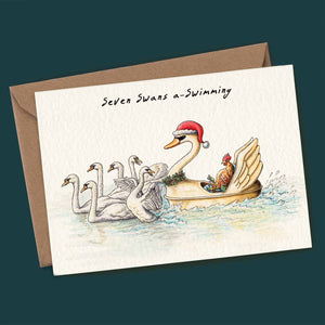 Seven swans a-swimming - Christmas card