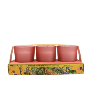 Chinoiserie set of 3 Oriental Lily Candles.
