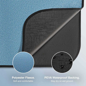Picnic Blanket, 10-12 person XXL Large Aqua Herringbone Picnic Rug Mat