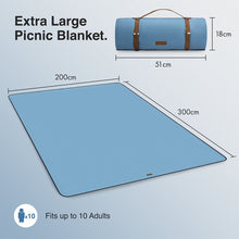 Load image into Gallery viewer, Picnic Blanket, 10-12 person XXL Large Aqua Herringbone Picnic Rug Mat
