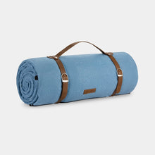 Load image into Gallery viewer, Picnic Blanket, 10-12 person XXL Large Aqua Herringbone Picnic Rug Mat
