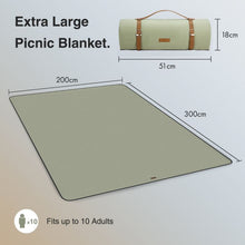 Indlæs billede til gallerivisning Picnic Blanket, 10-12 person XXL Large Green Herringbone Picnic Rug Mat
