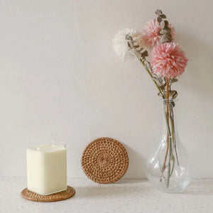 Balinese round rattan coaster