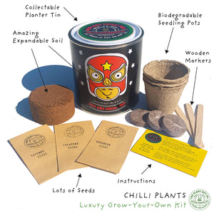 Red Hot Chilli Pot. Eco grow your own plant, gardening kit.