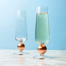 Indlæs billede til gallerivisning Monogrammed LSA set of two rose gold champagne glasses
