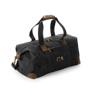 Personalised Monogrammed Luxury Waxed Canvas Holdall