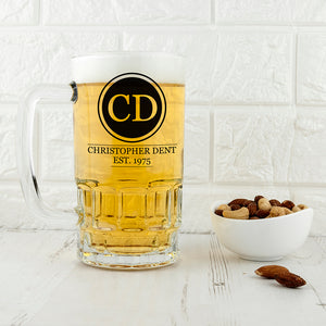 Personalised monogram beer glass tankard