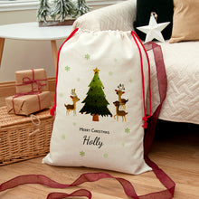 Load image into Gallery viewer, Personalised Christmas reindeer family christmas sack
