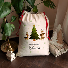 Load image into Gallery viewer, Personalised Christmas reindeer family christmas sack
