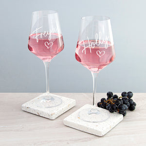 Personalised love heart wine glass