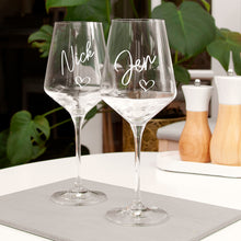 Load image into Gallery viewer, Personalised love heart wine glass
