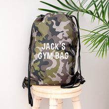 Load image into Gallery viewer, Personalised kids Camo drawstring bag
