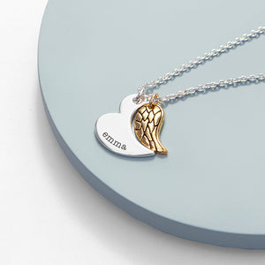 Personalised heart & wing necklace