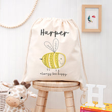 Load image into Gallery viewer, Personalised kids pastel bee nursery kit bag in a choice of colours
