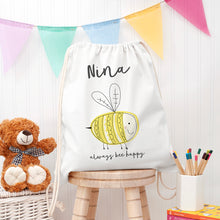 Load image into Gallery viewer, Personalised kids pastel bee nursery kit bag in a choice of colours
