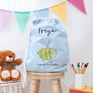 Personalised kids pastel bee nursery kit bag in a choice of colours