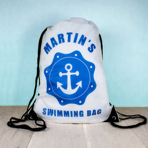 Personalised kids Sports drawstring bag in a choice of activity