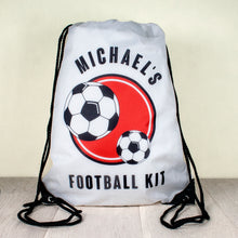 Load image into Gallery viewer, Personalised kids Sports drawstring bag in a choice of activity
