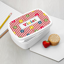 Load image into Gallery viewer, Personalised kids patterned lunch box in a choice of styles
