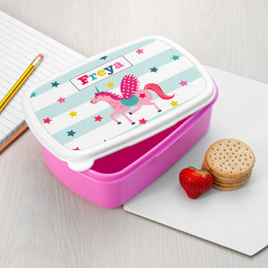 Personalised kids unicorn lunch box